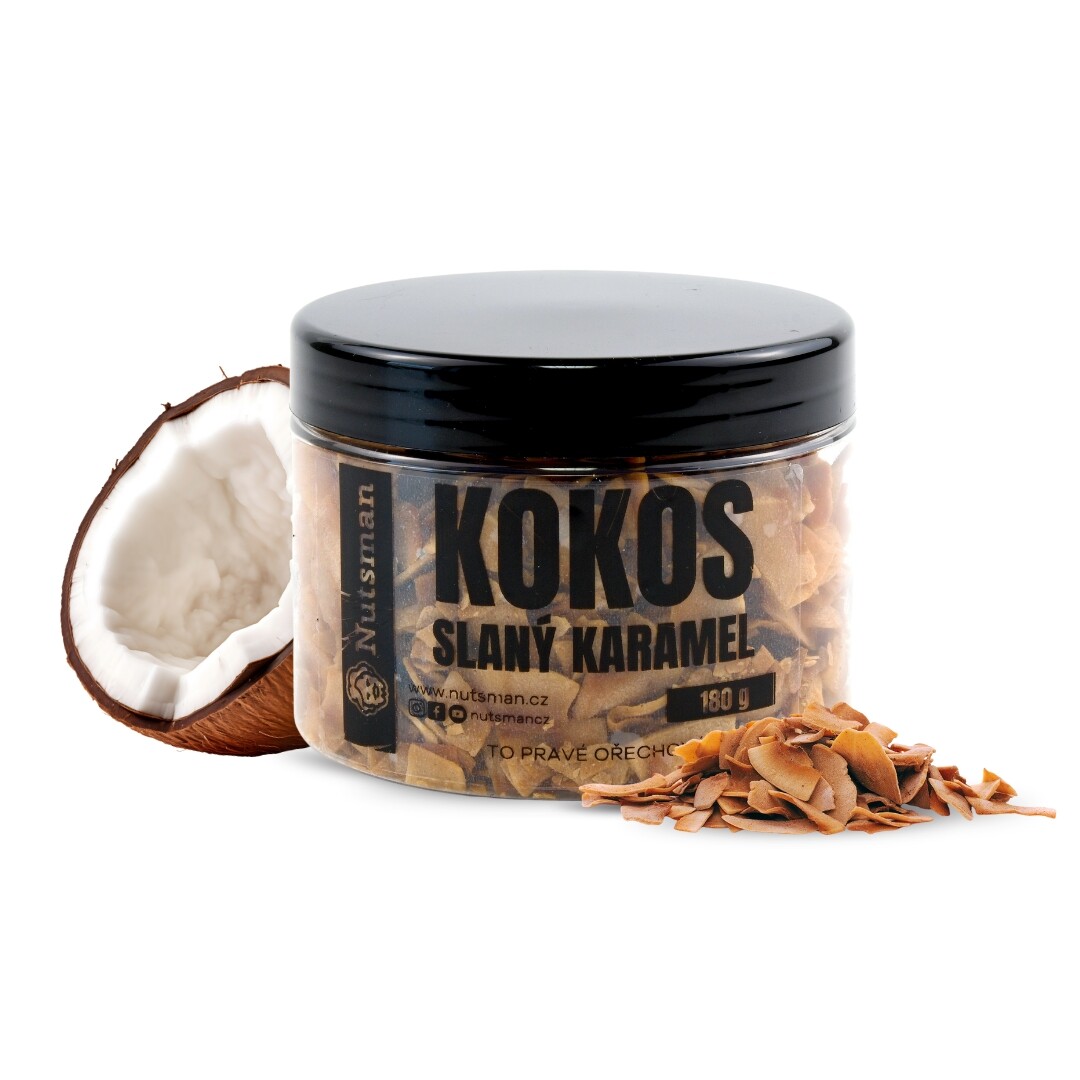 NUTSMAN Kokosové chipsy ve slaném karamelu 180 g