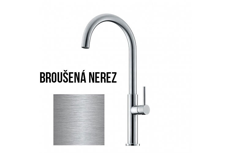 Eco produkty Dřezová baterie Fido s obloukovým ramenem - materiál broušená nerez VYSTAVENÝ VZOREK - JEMNÉ POVRCHOVÉ VADY - SLUŠNÝ STAV - BEZ ZÁRUKY NA POVRCHOVÉ VADY