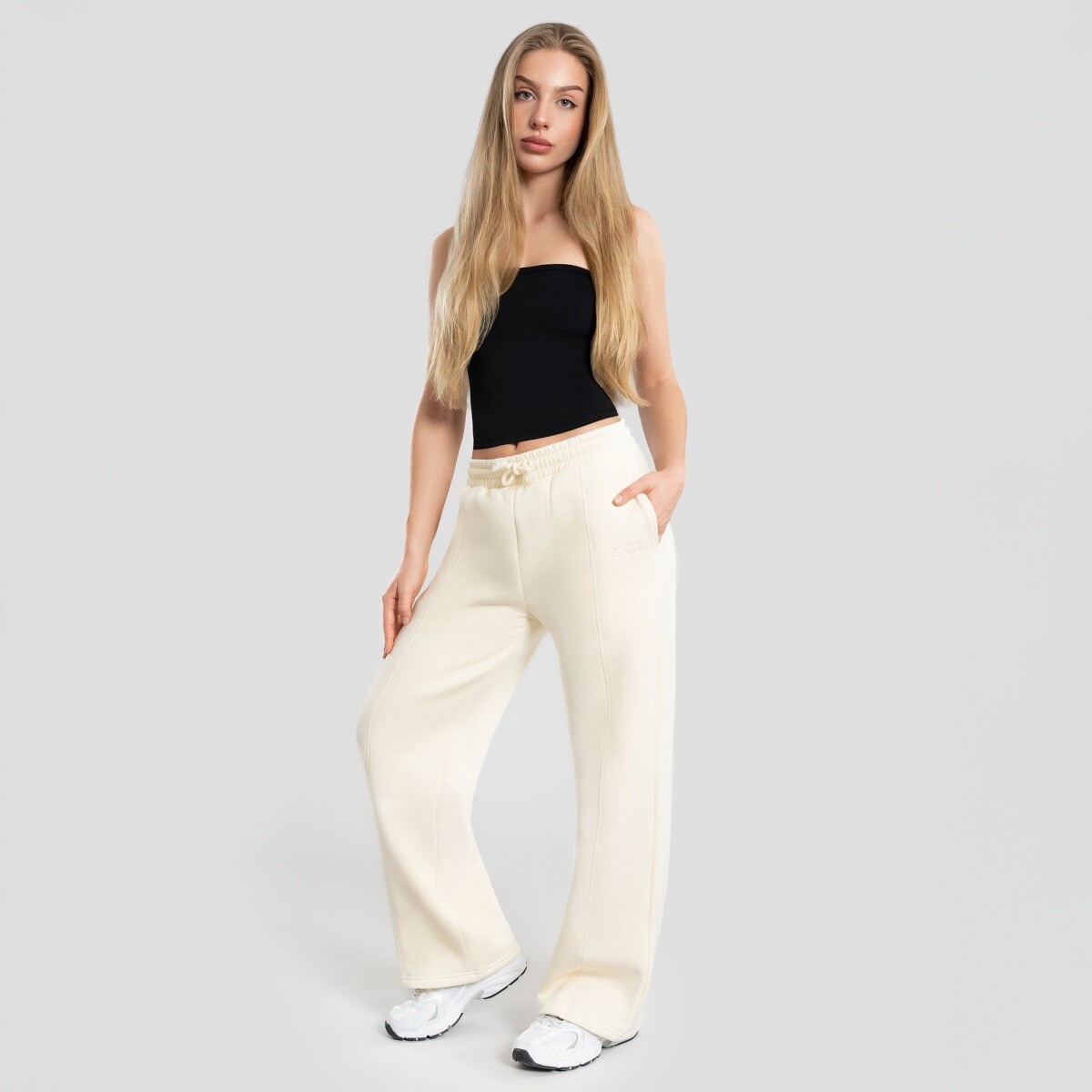 Dámské tepláky exalted comfy-nest™  oversized straight leg bílá xxs