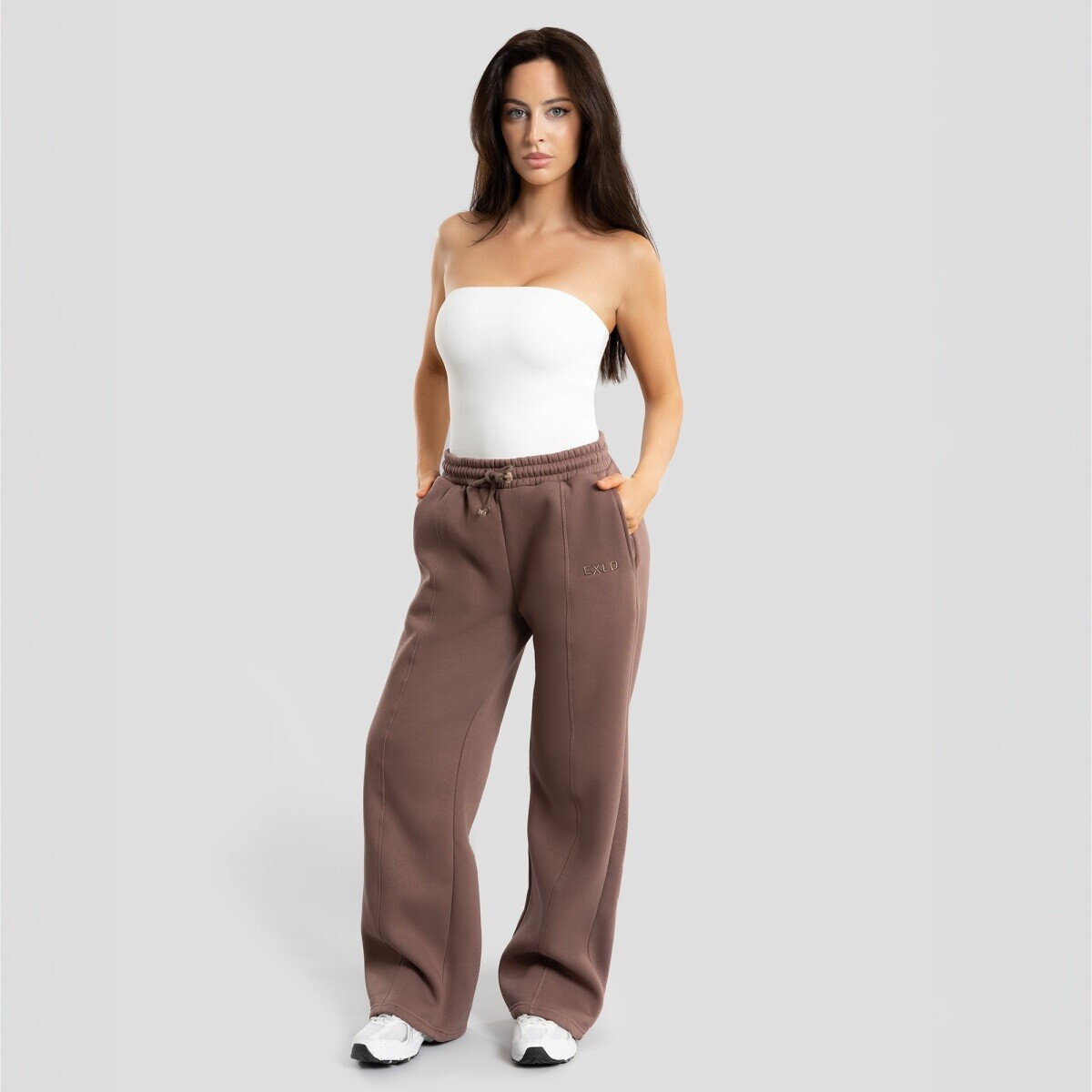 Dámské tepláky exalted comfy-nest™  oversized straight leg hnědá xxs