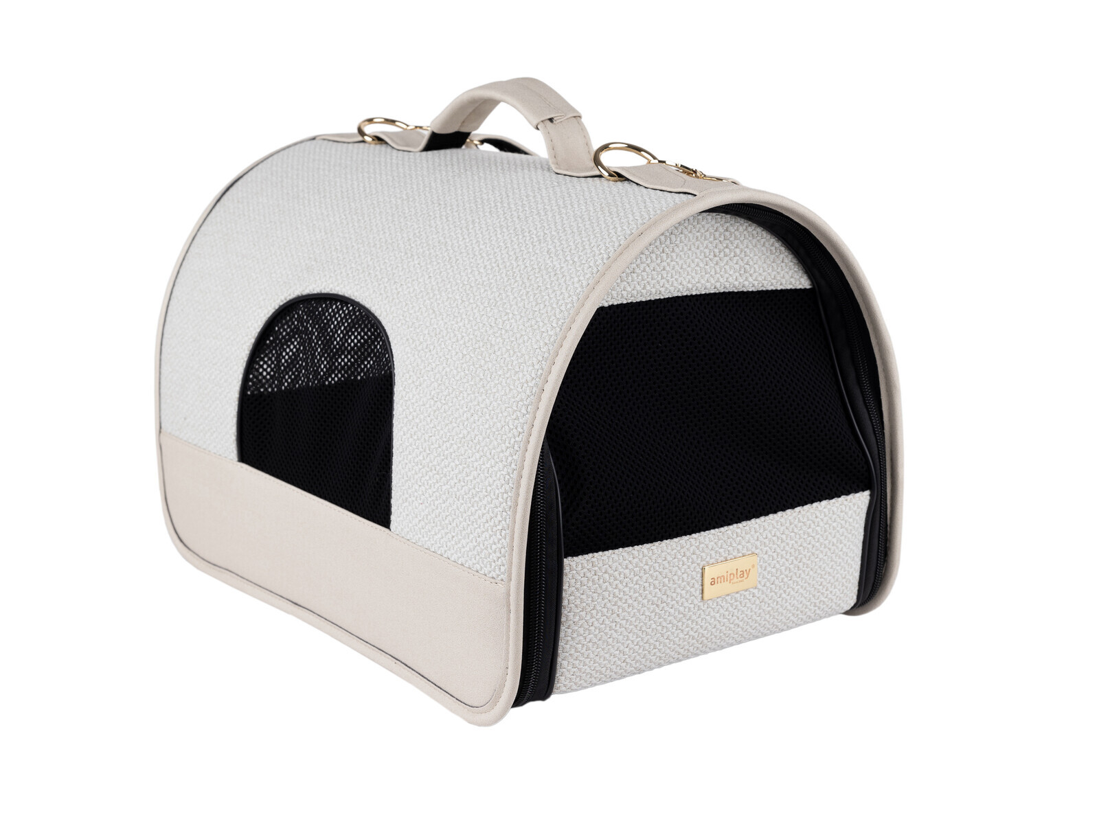 Přenosná cestovní taška pro psy do auta MILLY krémová velikost M, L Rozměr: M - 42x26x26 cm