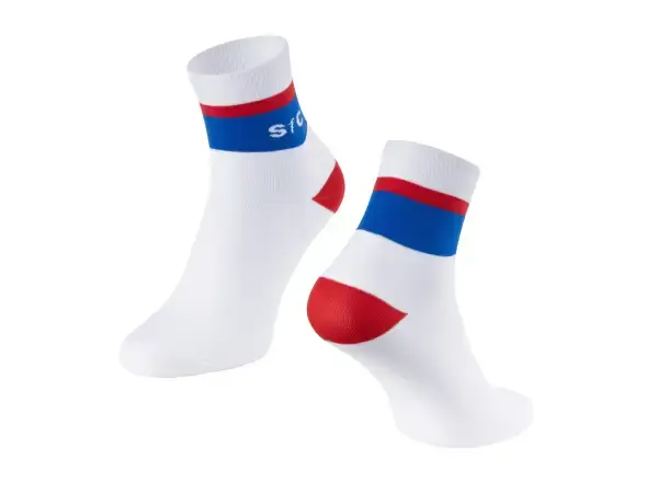 Force Stripe krátké ponožky bílá/modrá vel. S-M (EU 36-41)