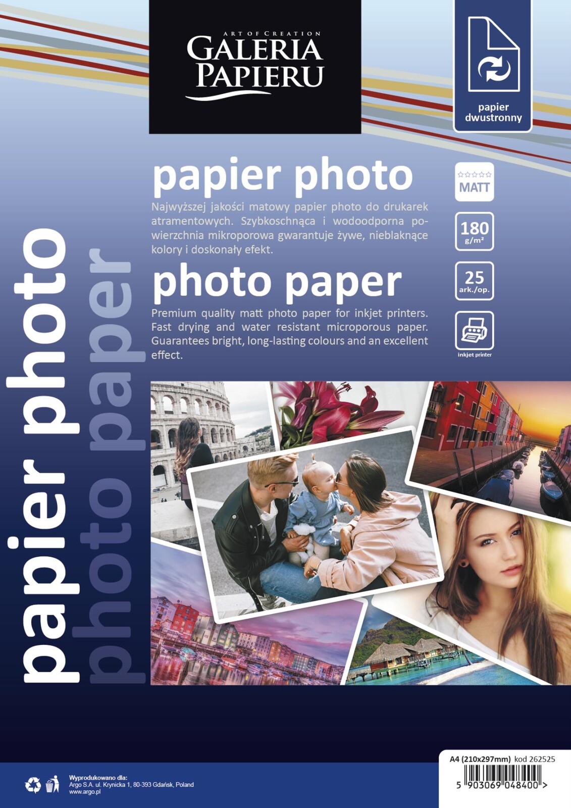 Galeria Papieru Fotopapír - A4, 180 g/m2, matný, oboustranný, 25 listů
