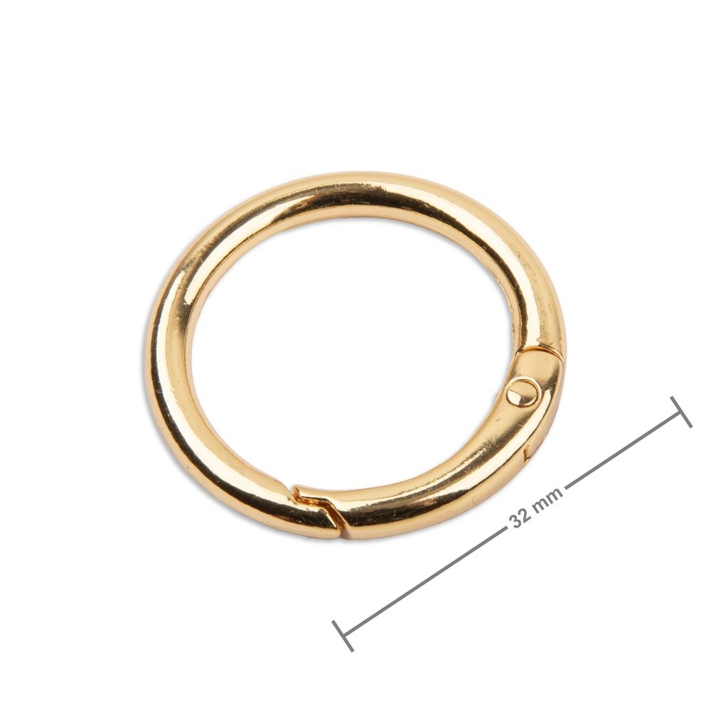 Bižutení kulatá karabinka v barvě zlata 32 mm - 1 ks