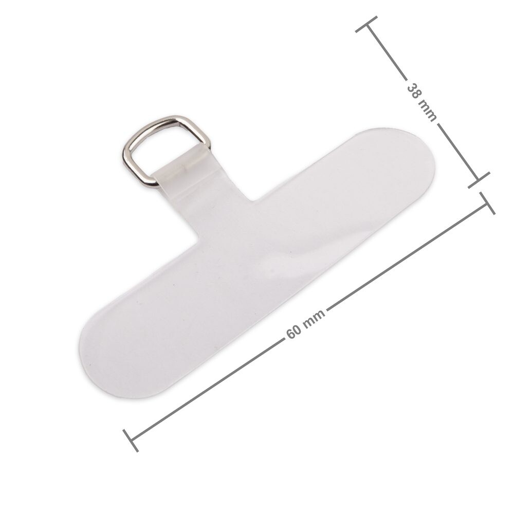 Závěsné očko na mobil transparentní s poutkem v barvě platiny - 1 ks