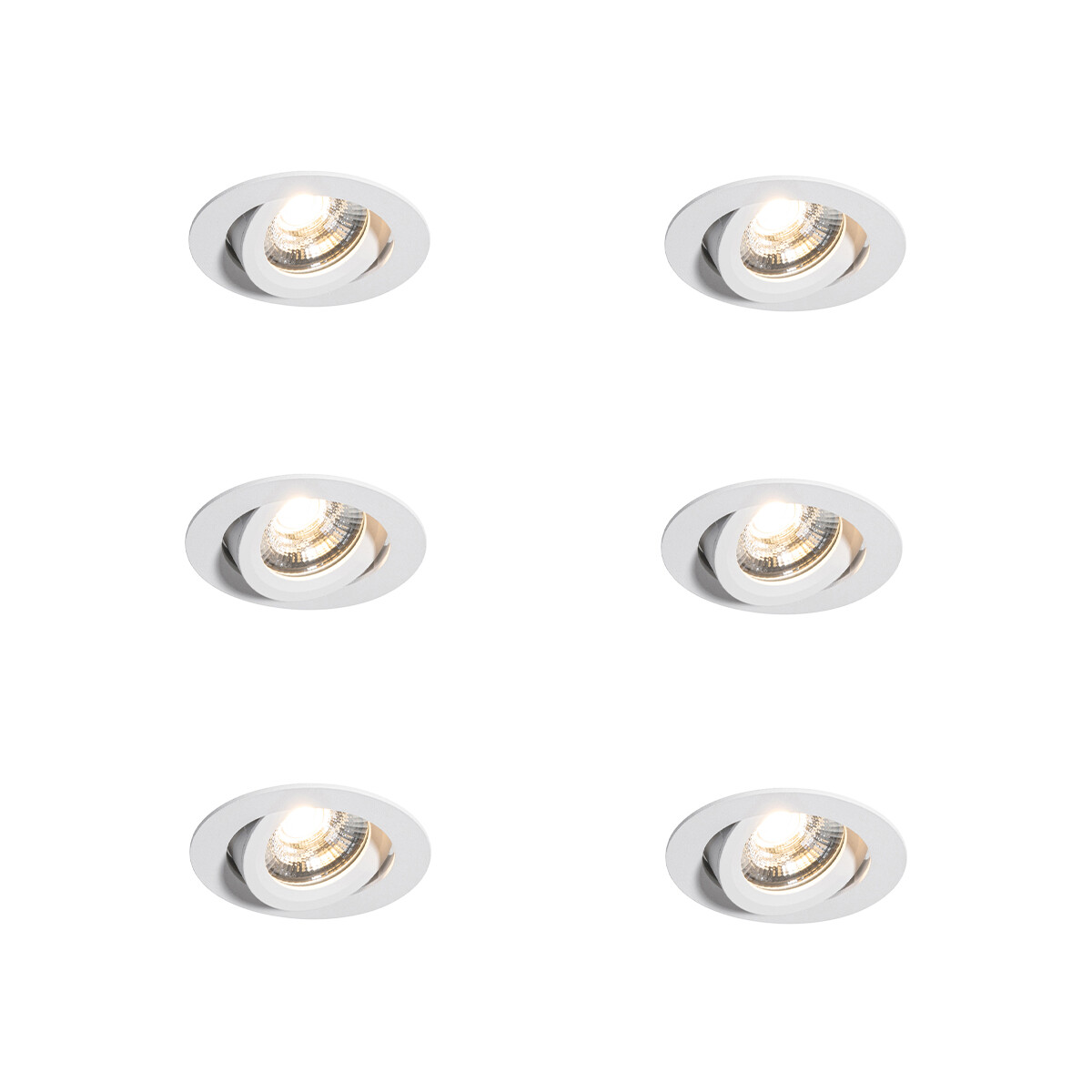 Set van 6 moderne inbouwspots wit 8,2cm incl. LED IP54 ultra slim - Pupil
