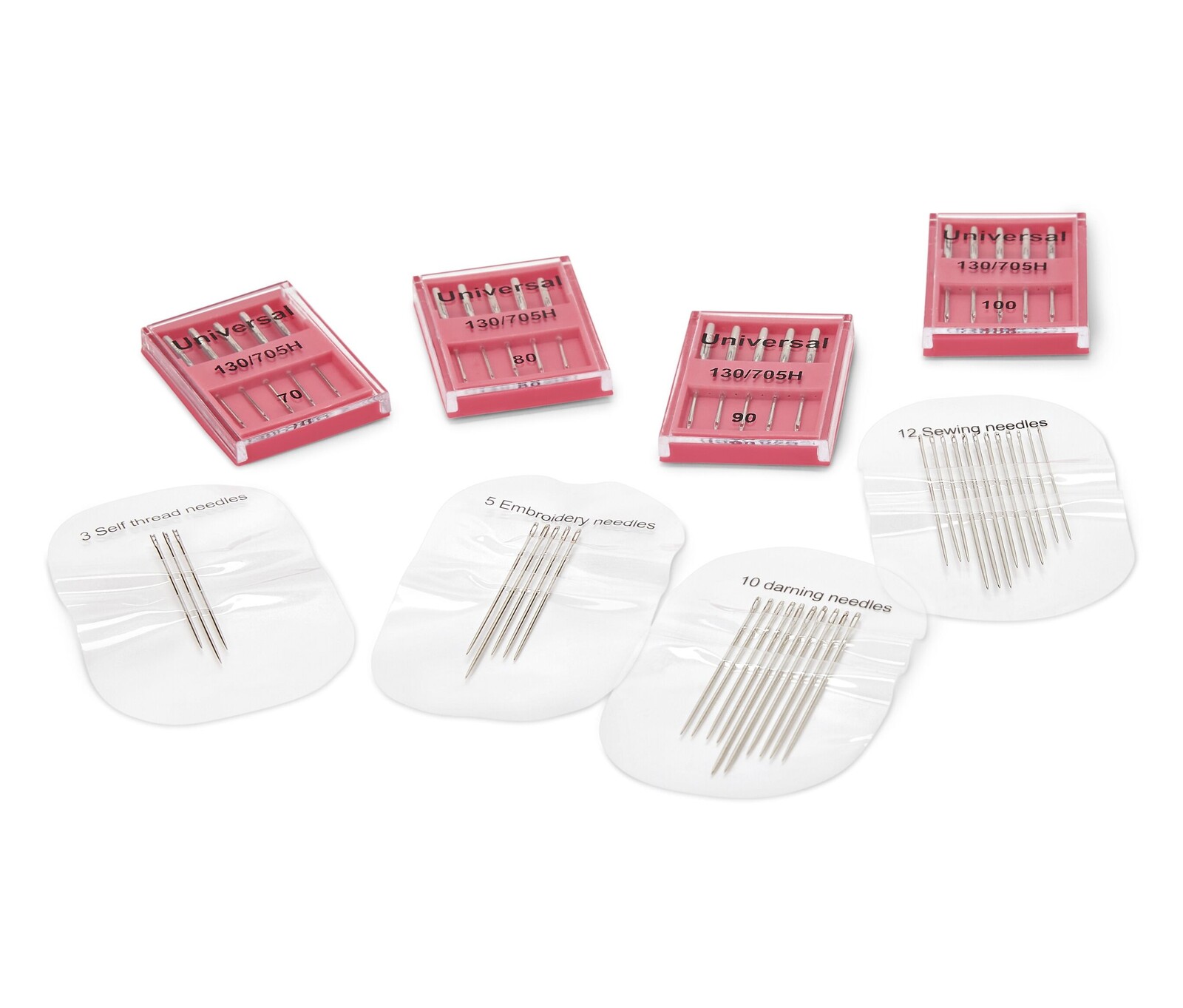 Tchibo - Sada jehel do šicího stroje a jehel na ruční šití - barva: růžová