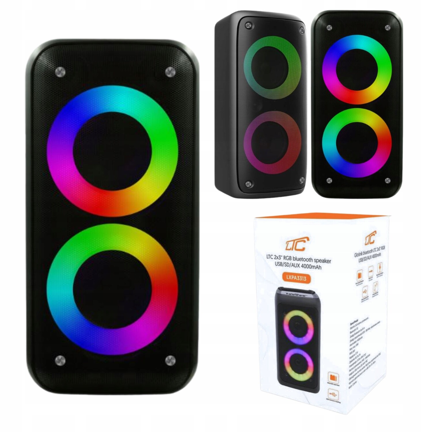 Bezdrátový Bluetooth reproduktor Ltc Rgb Usb/sd/aux 4000 mAh