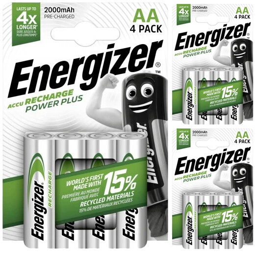 12 x akumulátory (NiMH) Energizer Power Plus Aa LR6 R6 2000 mAh – 3 x blistr