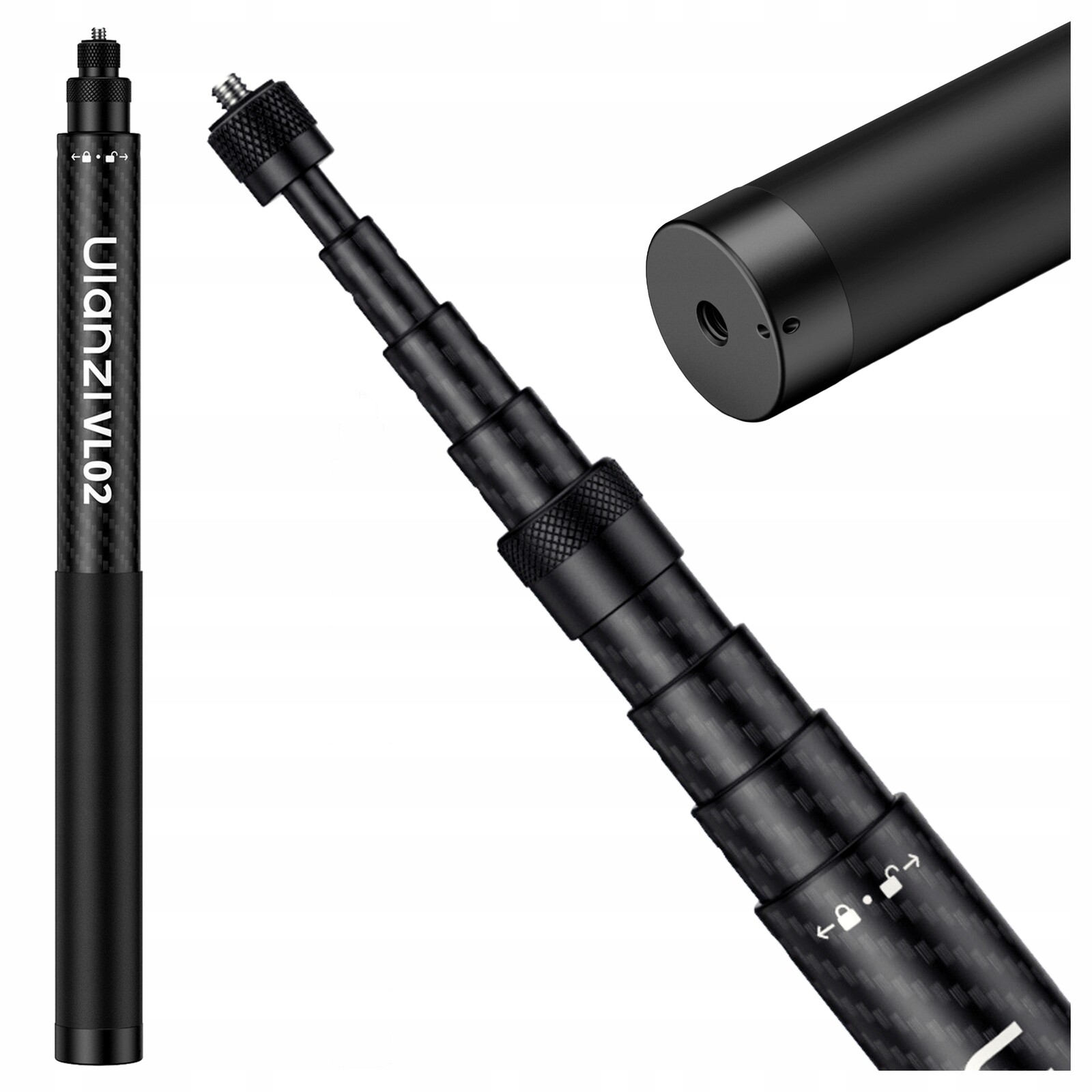 Lehká selfie tyč Ulanzi VL02 276 cm pro sportovní kamery a telefony