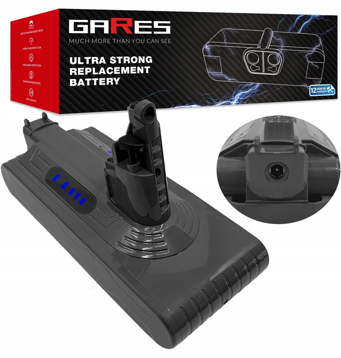 Akumulátor Gares pro Dyson V10 SV12 25,2V 3,0Ah