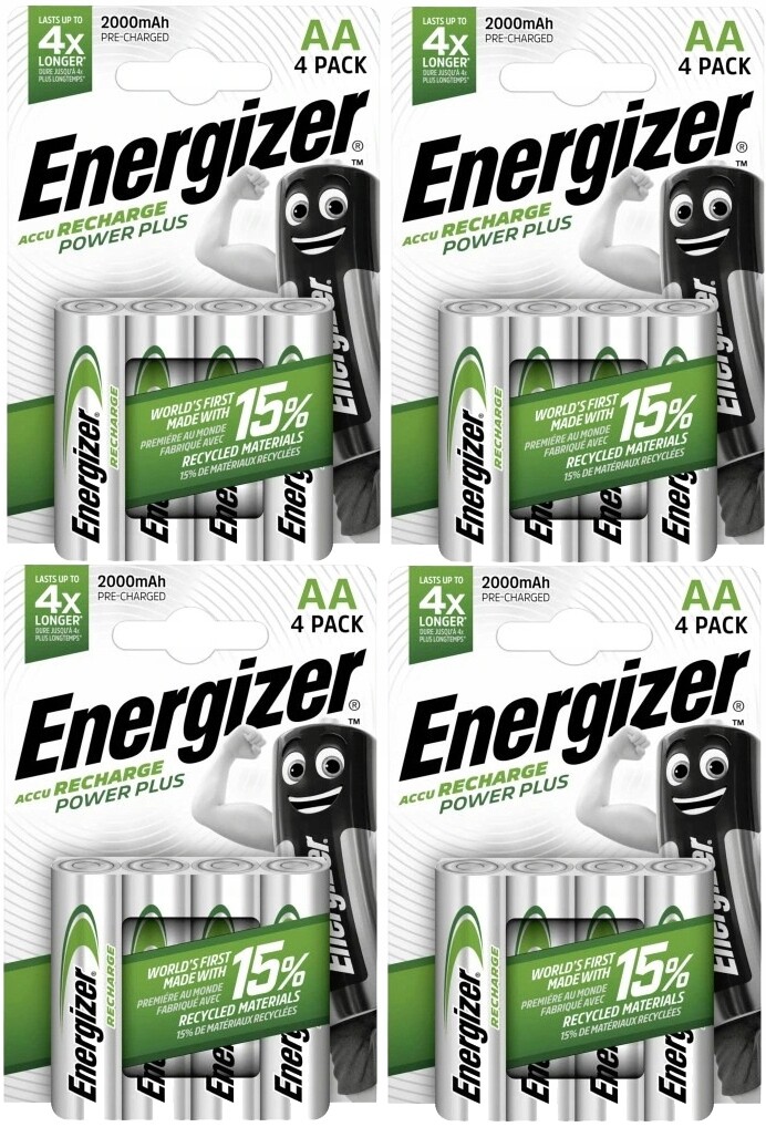 16 x akumulátory (NiMH) Energizer Power Plus Aa LR6 R6 2000 mAh – 4 x blistr