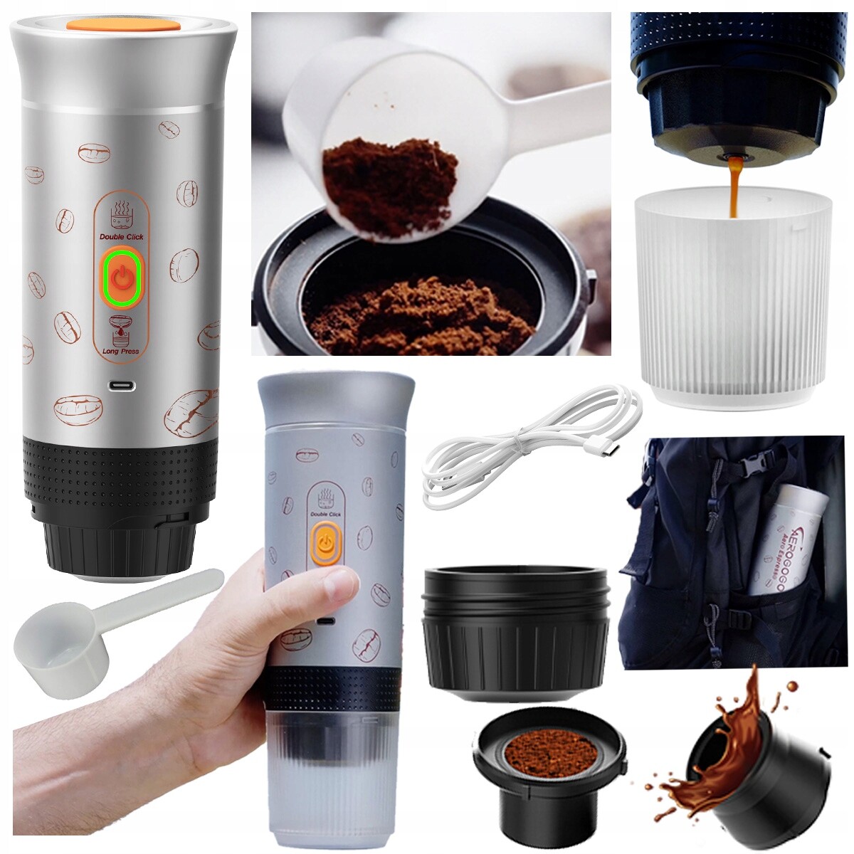 Přenosný kávovar na mletou kávu na Tlakové kapsle 20 barů Aerogogo