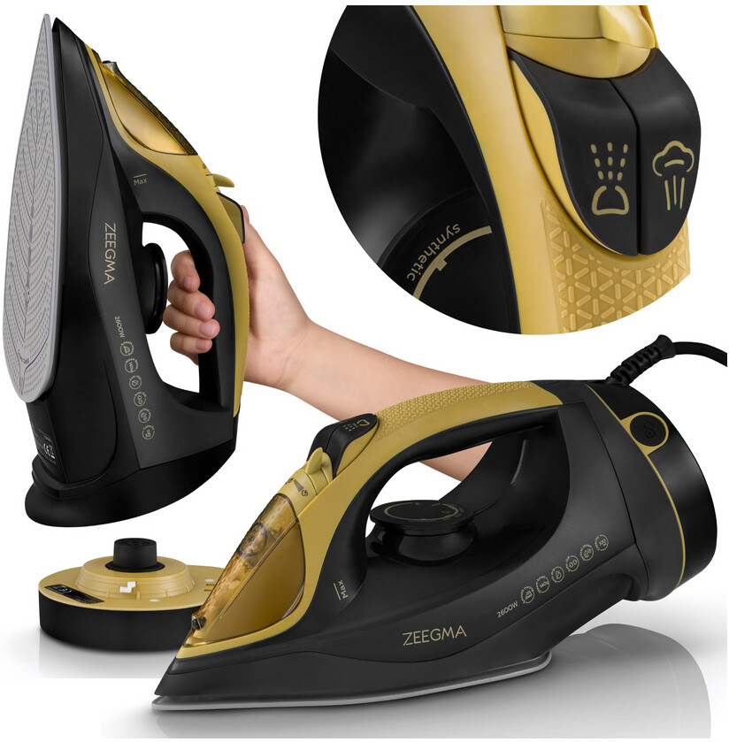 Bezdrátová Žehlička 2600 W, Vysoký Výkon, Keramická Povrchová Úprava Anti-drip