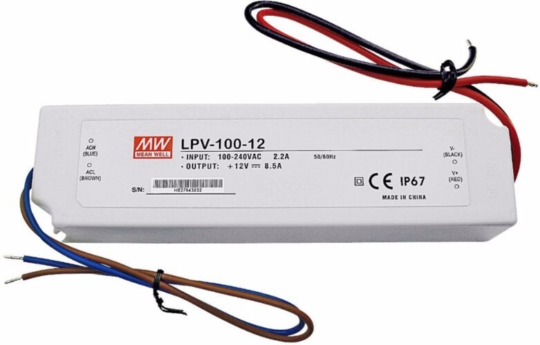 Led zdroj Mean Well IP67 12V 8.5A 100W LPV-100