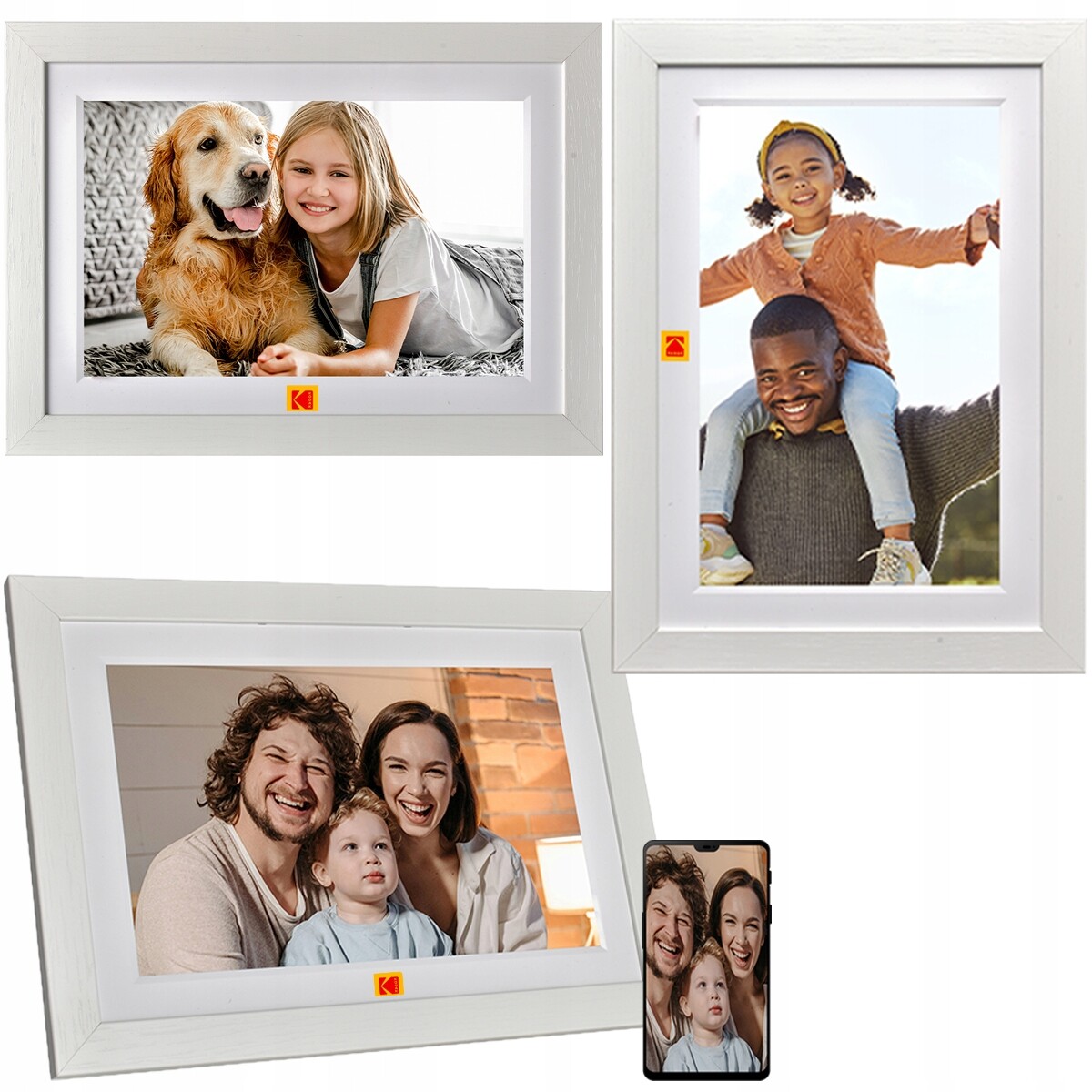 Bílá Fotorámeček Kodak Digitální rámeček Dotykové fotografie videa 10,1