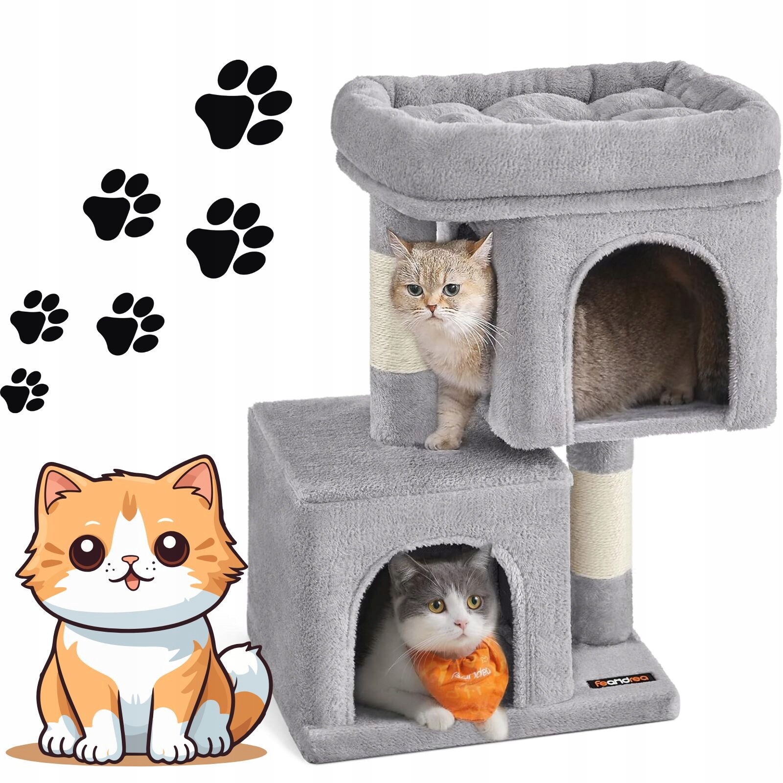 Šedé Škrabadlo Pro Kočky Pevný Domeček Lezení Zábava Kočičí Na Škrábání