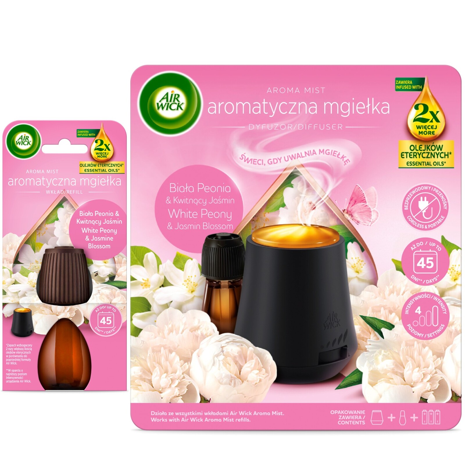 Air Wick Mlha Komplet Bílá Pivoňka Kvetoucí Jasmín Náhradní náplň 20 ml