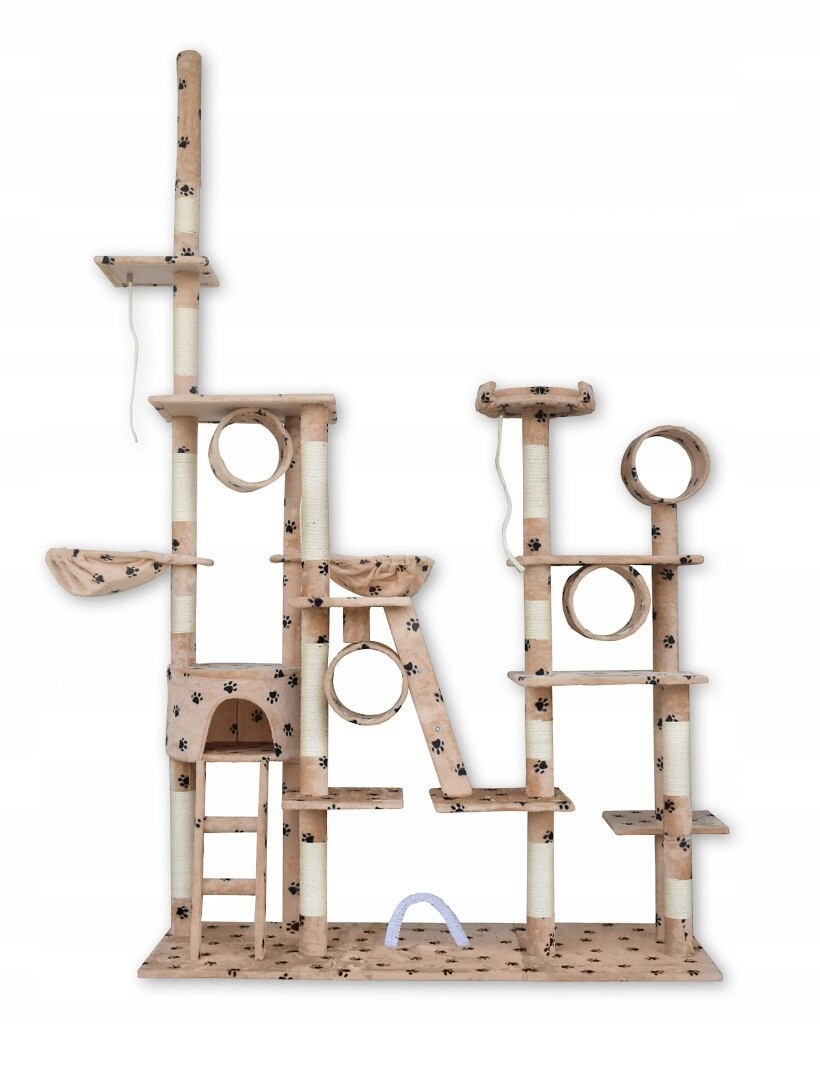 Škrabadlo XXL Pelíšek Houpací síť Tuby Domeček Béžový s tlapkami