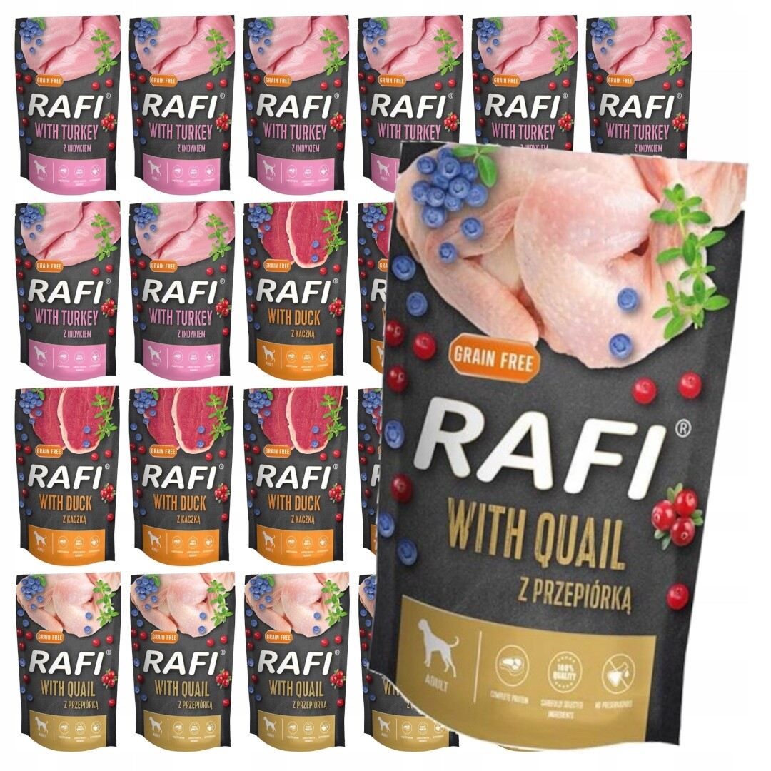 Rafi 24x500 g Bezobilné Vlhké Krmivo pro dospělé psy Mix 3 příchutí drůbeže