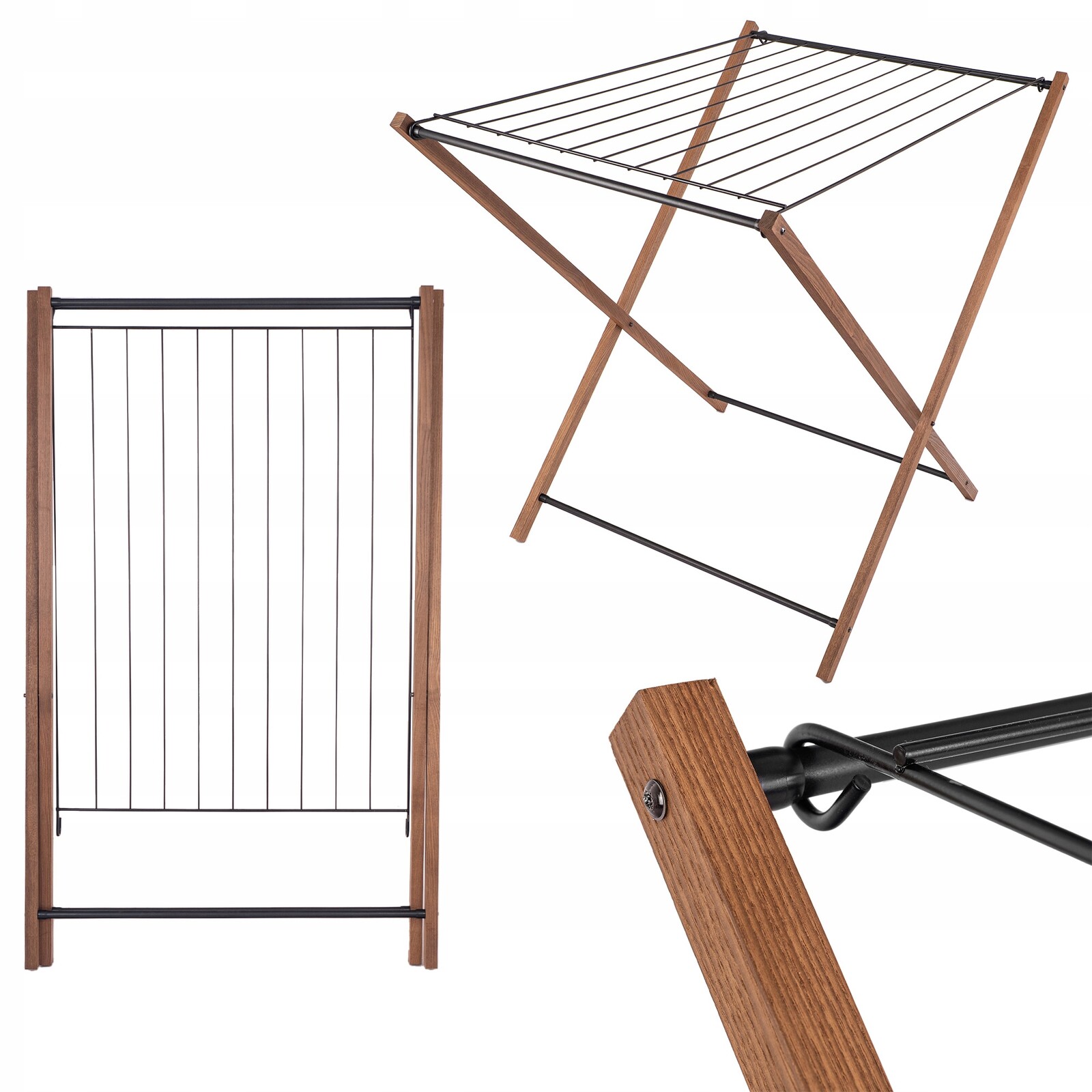 Sušák Na Prádlo Stojící Oblečení Skládací Balkonová Malá Silná Dřevěná