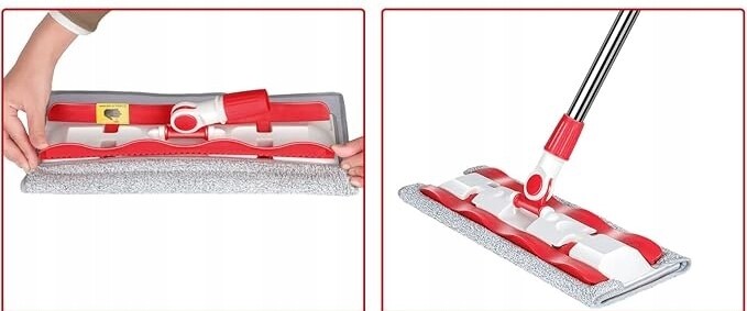 Masthome tyč na mop, 4 návleky z mikrovlákna, červená