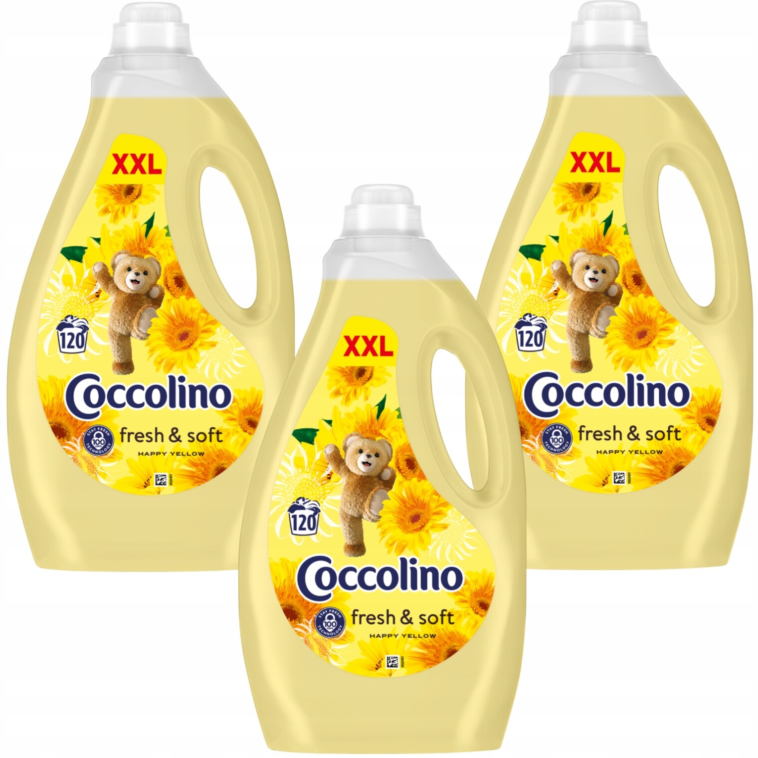 Sada Coccolino Fresh&Soft Tekutá aviváž Happy Yellow 3 l x3