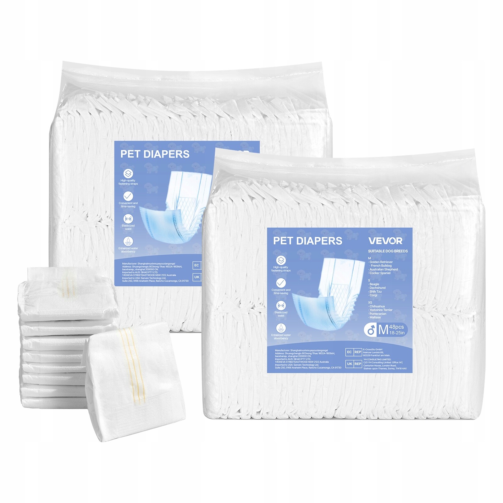 Vevor Plenky pro psy M Velikost 96 Ks Superabsorpční pro psa mužského pohlaví