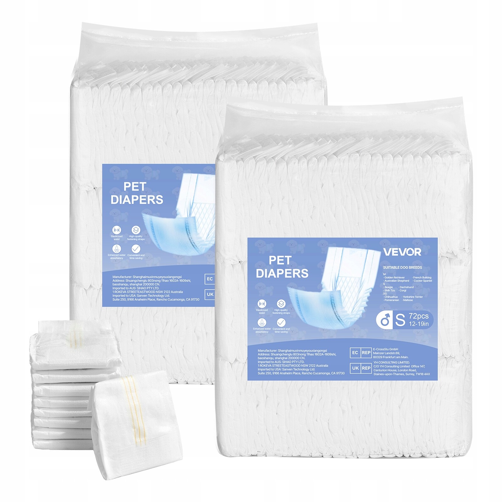 Plenky pro psy S Velikost 2 Superabsorpční balení pro psy mužského pohlaví