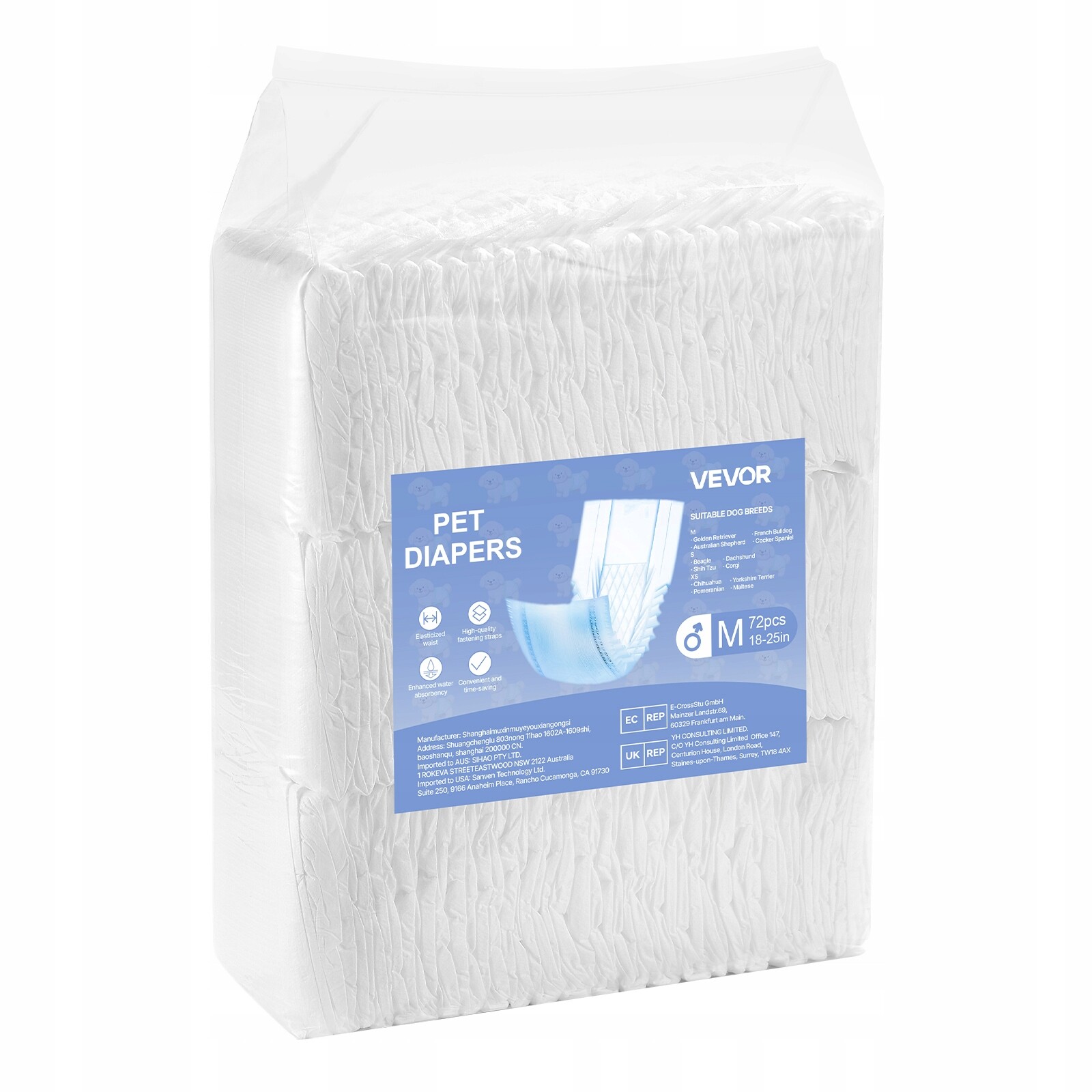 Plenky pro psy M Velikost 2 Superabsorpční balení pro psy mužského pohlaví