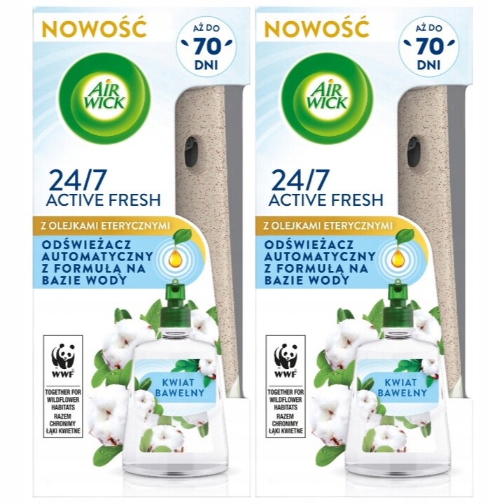 Air Wick Active Fresh Květ bavlny Osvěžovač vzduchu Komplet 2x228 ml