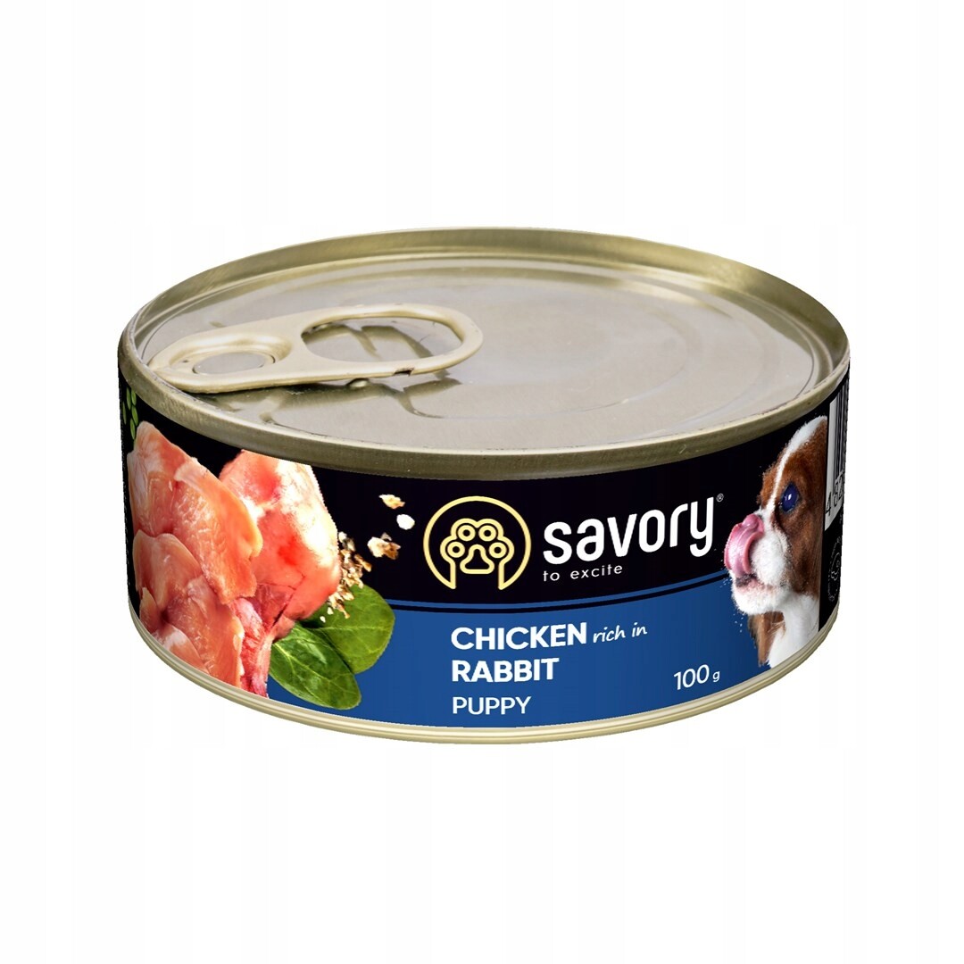 Savory vlhké krmivo puppy junior všechna plemena kuřecí králík 100g x 16