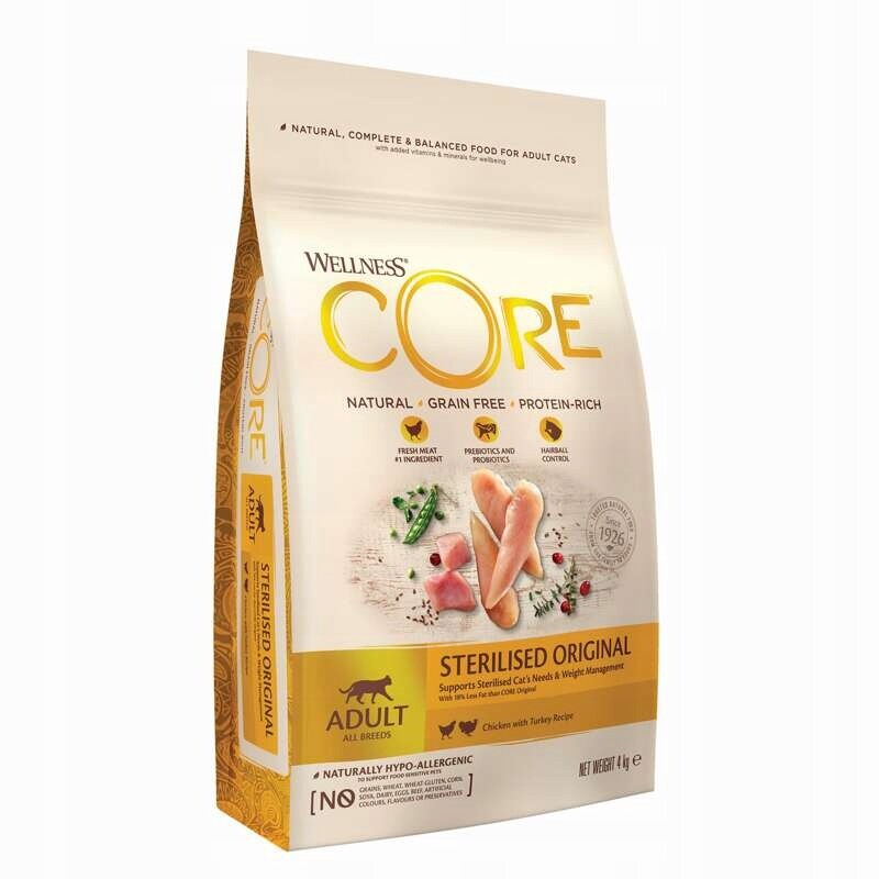Krmivo krmivo Wellness Core Sterilised Original pro kočky po sterilizaci 4 kg
