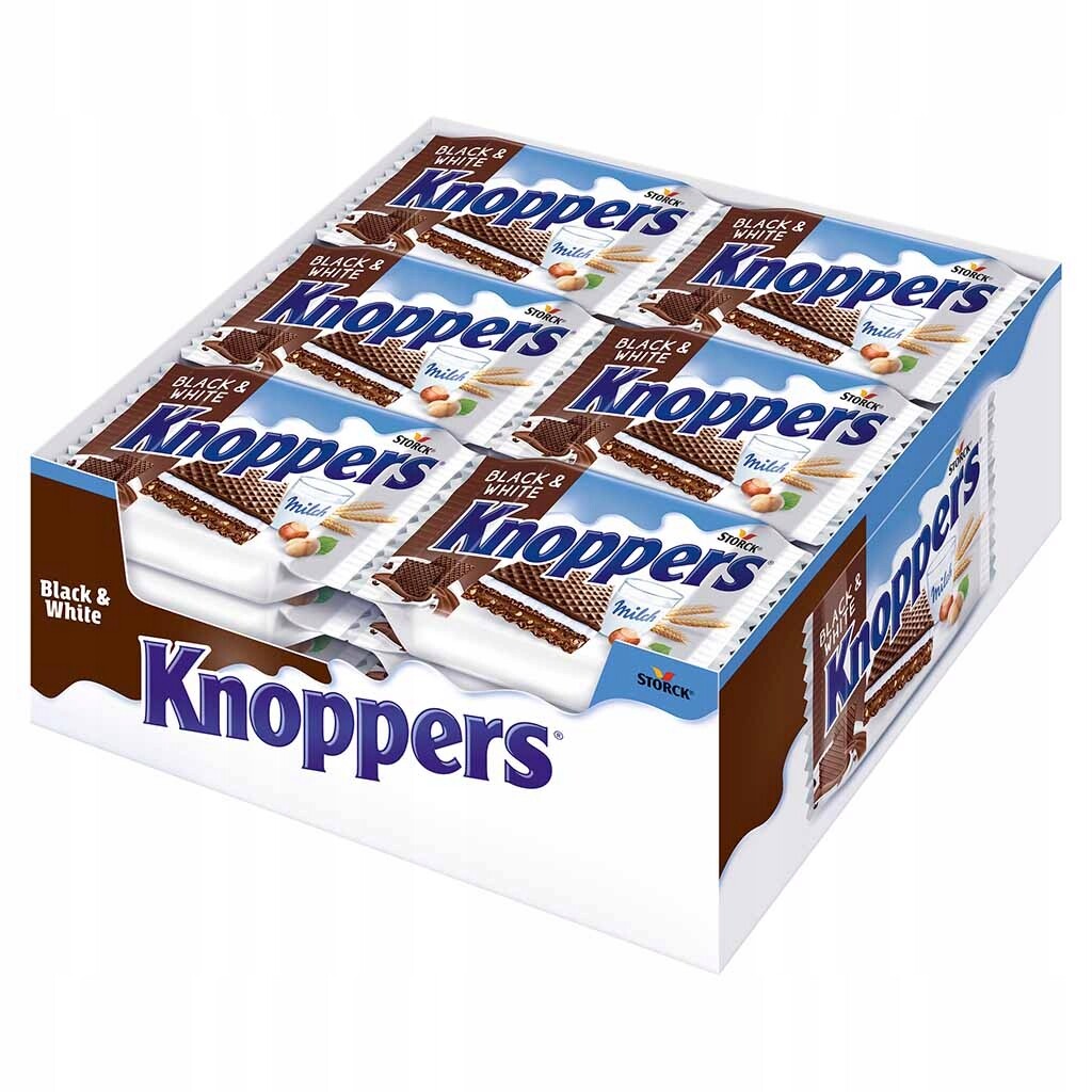 Knoppers krémové oplatky černé a bílé 24x25g