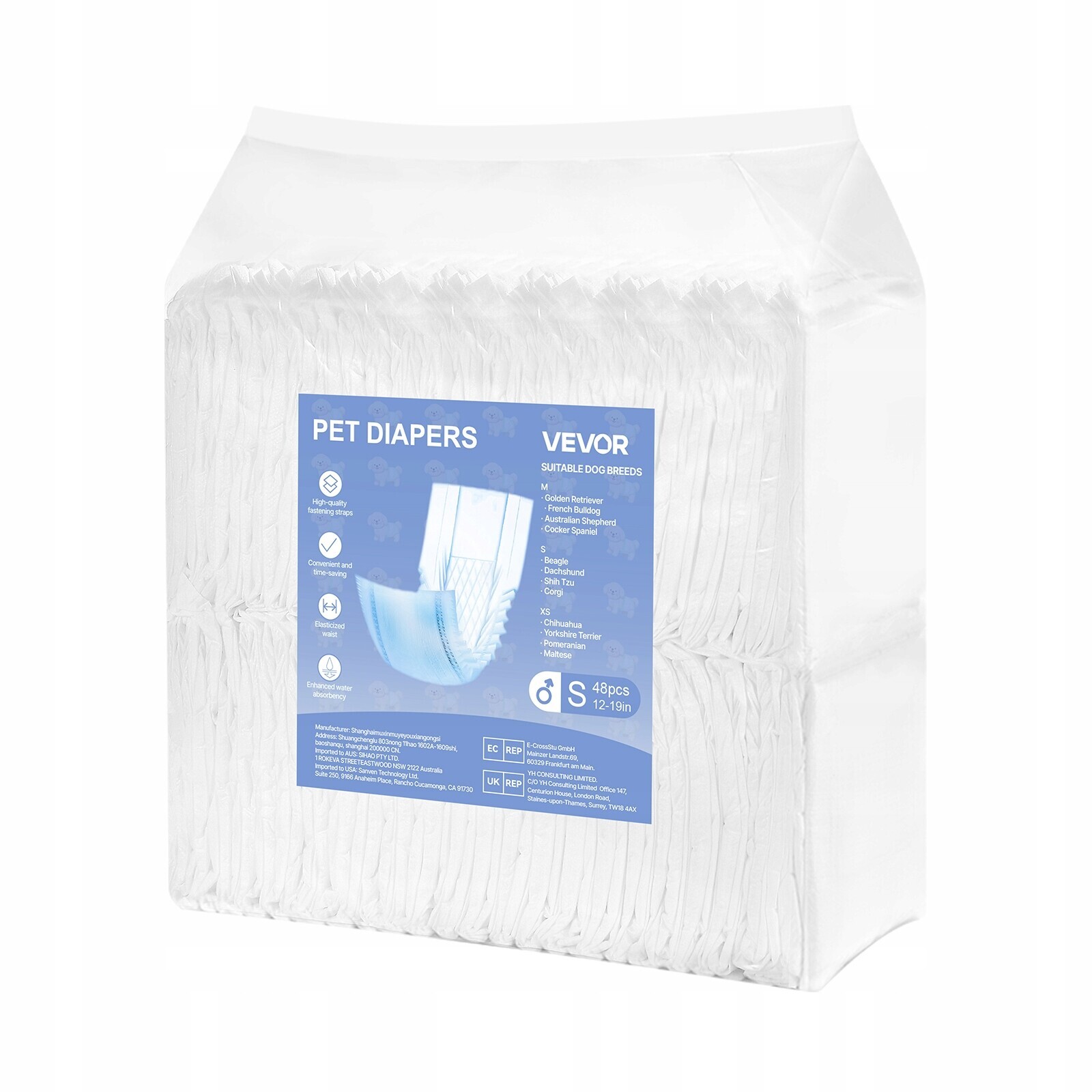 Vevor Plenky pro psy 96 Ks S Velikost Superabsorpční pro psa mužského pohlaví