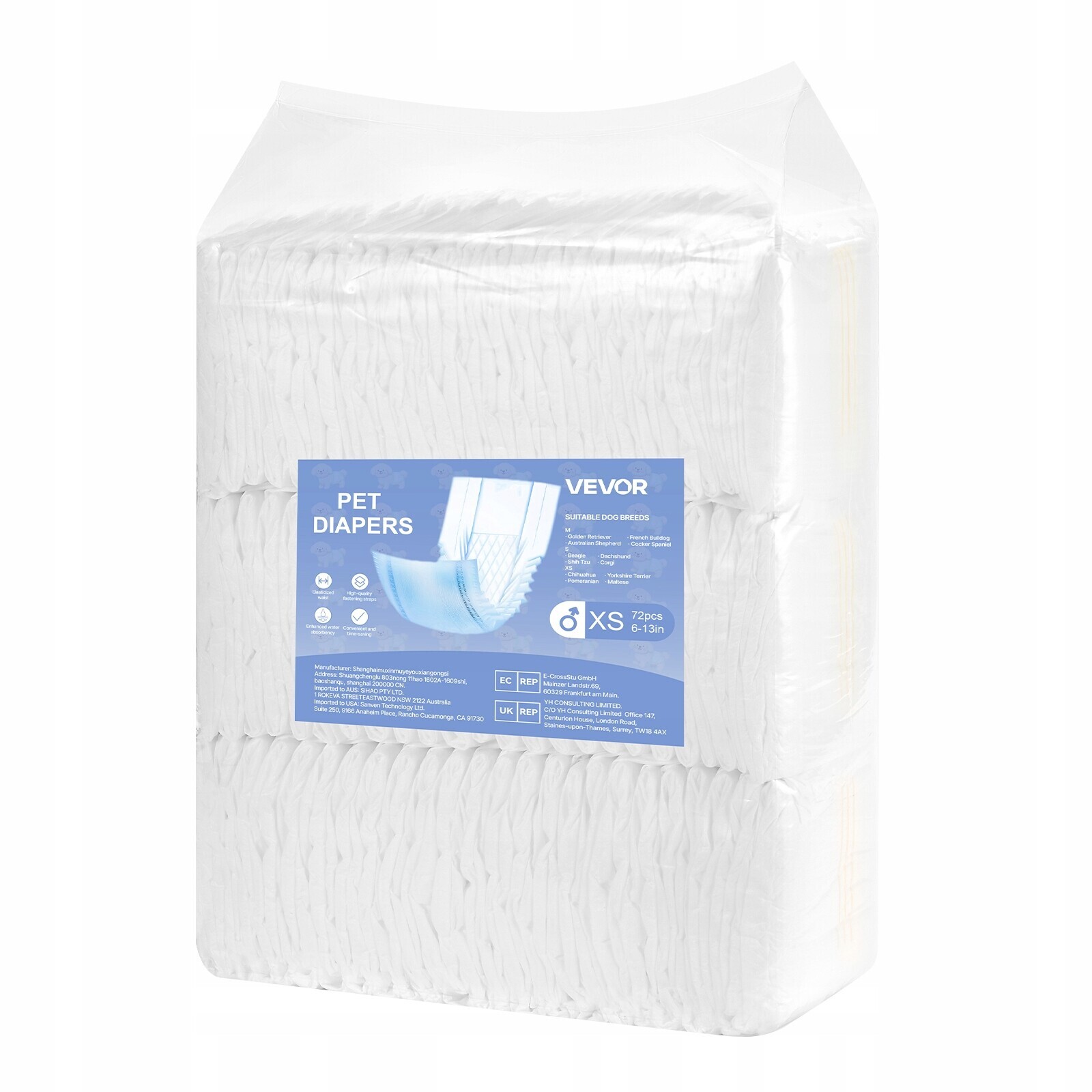 Plenky pro psy Xs Velikost 2 Superabsorpční balení pro psy mužského pohlaví