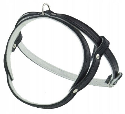 Kožený postroj pro psa podšitý filcem Lícová kůže 80 cm Champion Černá