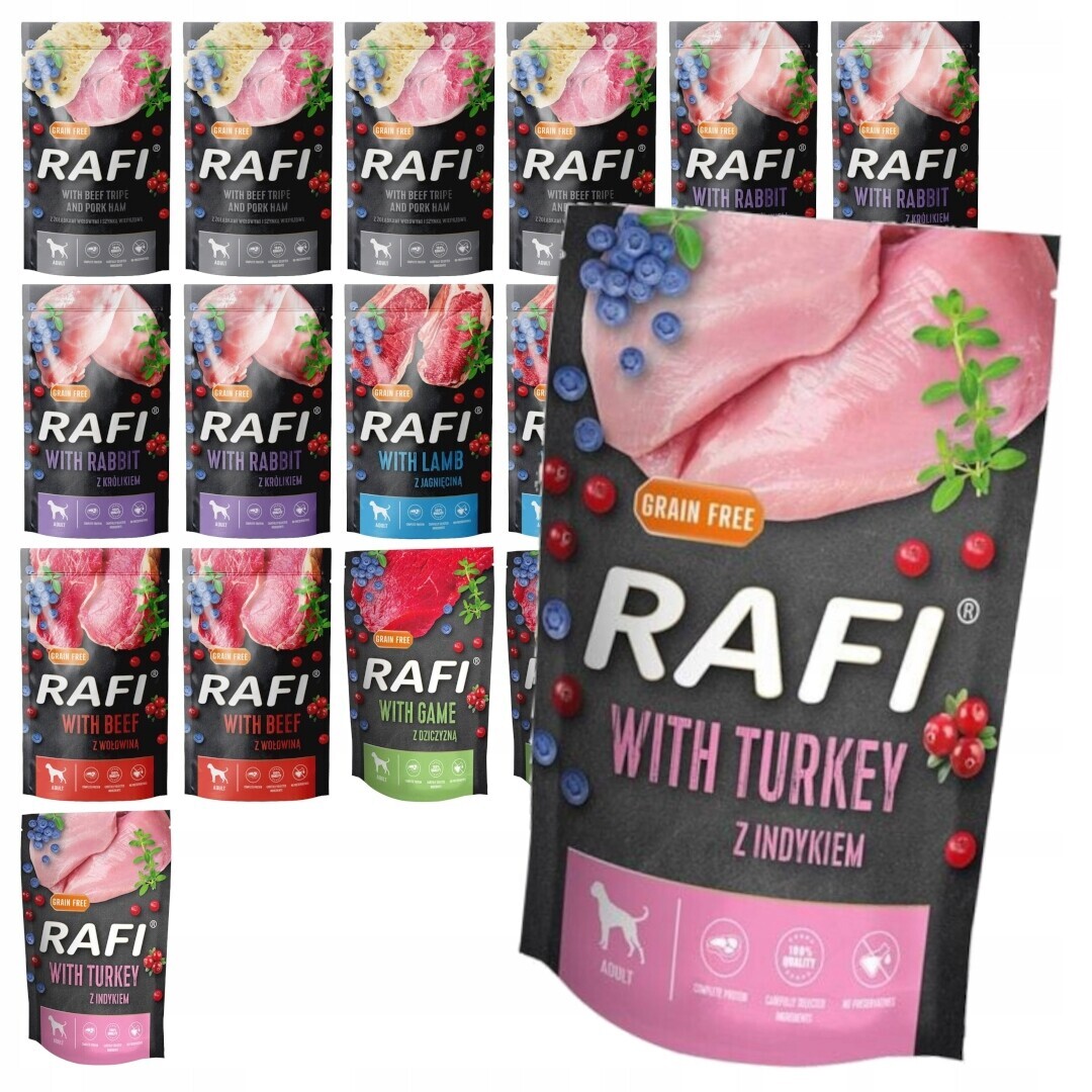 Rafi 20x500g Bezobilné sáčky Vlhké Krmivo pro dospělé psy Mix