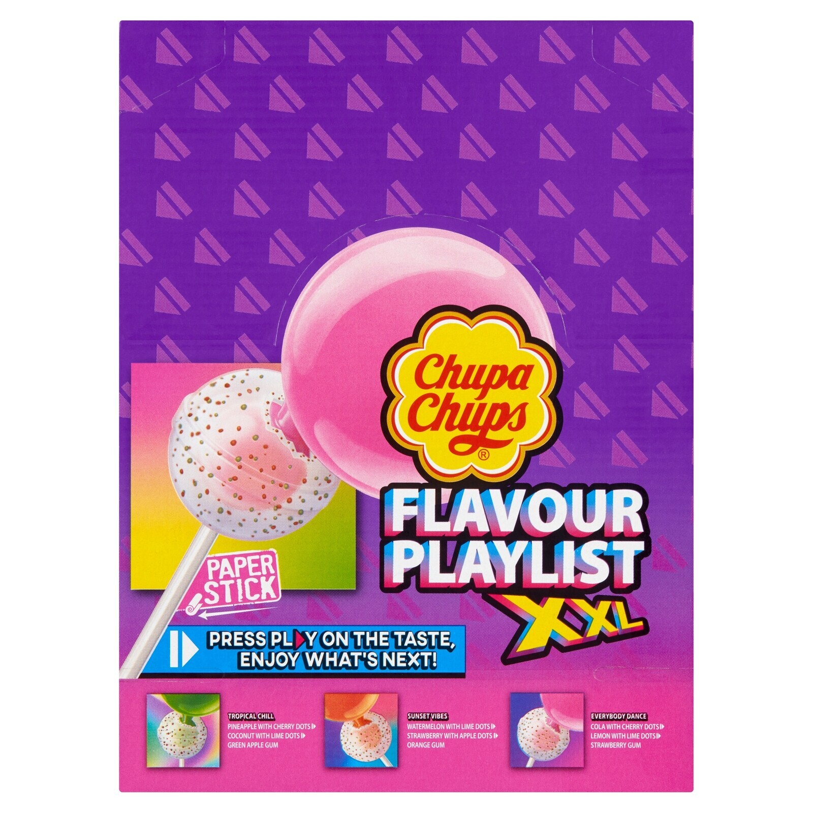 Chupa Chups XXL Playlist Lízátka s žvýkačkou 29g 25 ks pro dítě