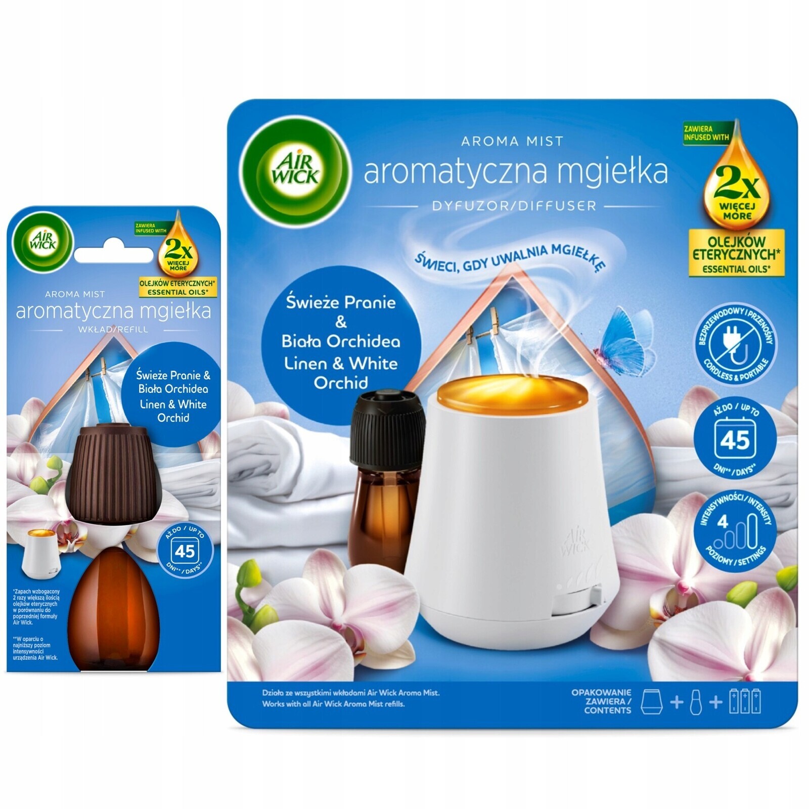 Air Wick Mlha Komplet Čerstvé Praní Bílá Orchidej Náhradní náplň 20 ml