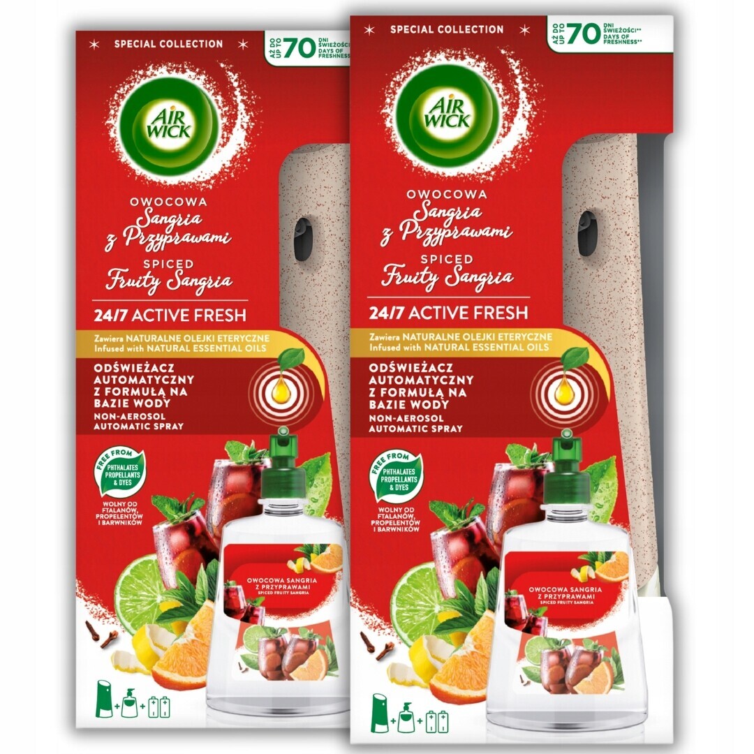 Air Wick Active Fresh Ovocný osvěžovač vzduchu Sangria Automat 228 ml x2