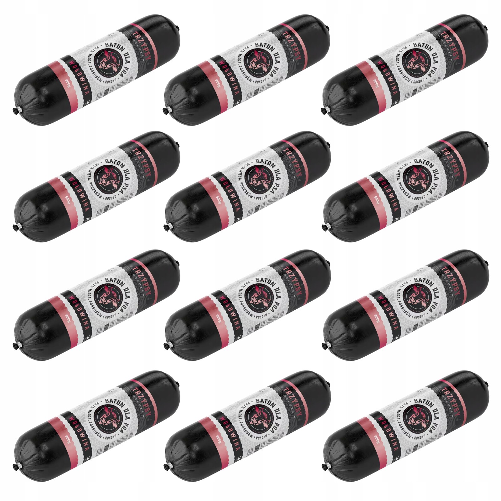 Trzypsy Deluxe monoproteinová hovězí tyčinka 12x900g Happy Snacky Set