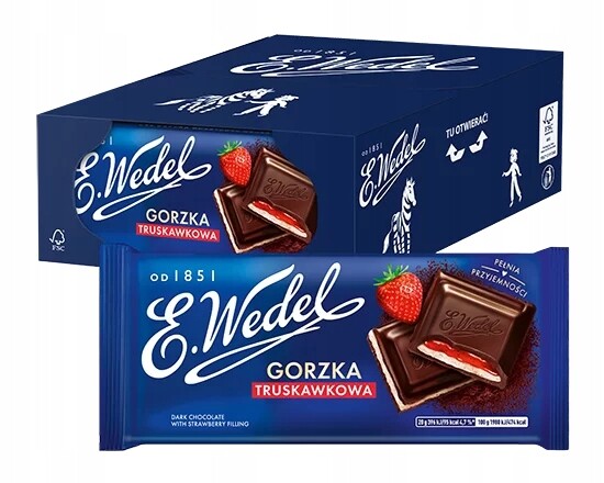 20 x Hořká Čokoláda jahodová 100 g E.Wedel