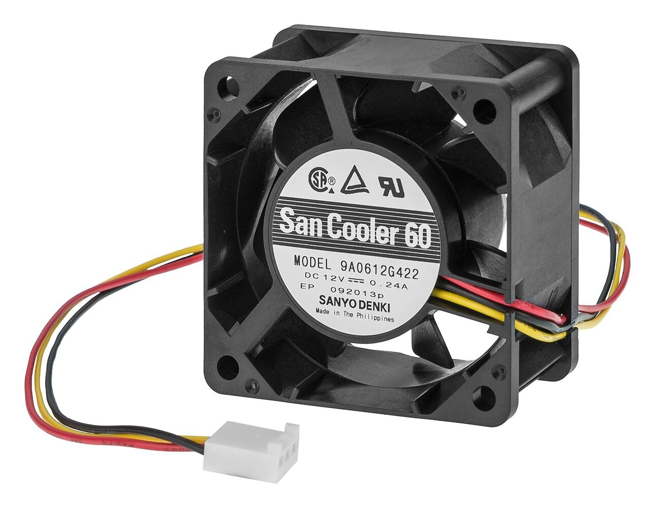 Sanyo Denki 9A0624G421 Axial Fan, 60Mm, 24Vdc, 27.6Cfm, 39Dba