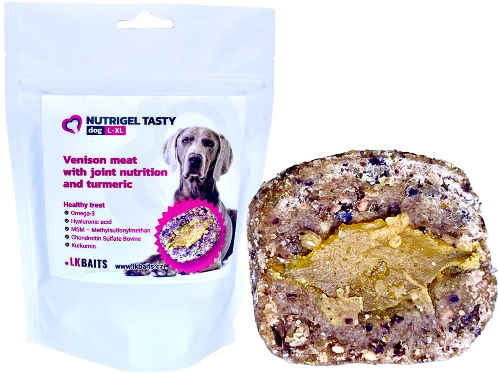 LK Baits Pet Pamlsek Nutrigel Dog Divočina s kloubní výživou a kurkumou - L-XL 200g