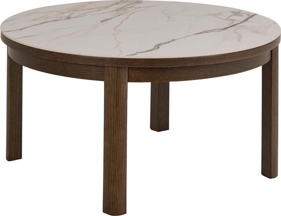 Béžový/tmavě hnědý kulatý konferenční stolek s keramickou deskou ø 90 cm Southampton – Actona