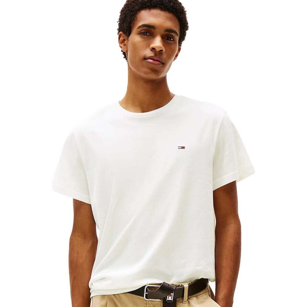 Tommy Jeans  Cotton Basic T-Shirt Ecru  Bílá