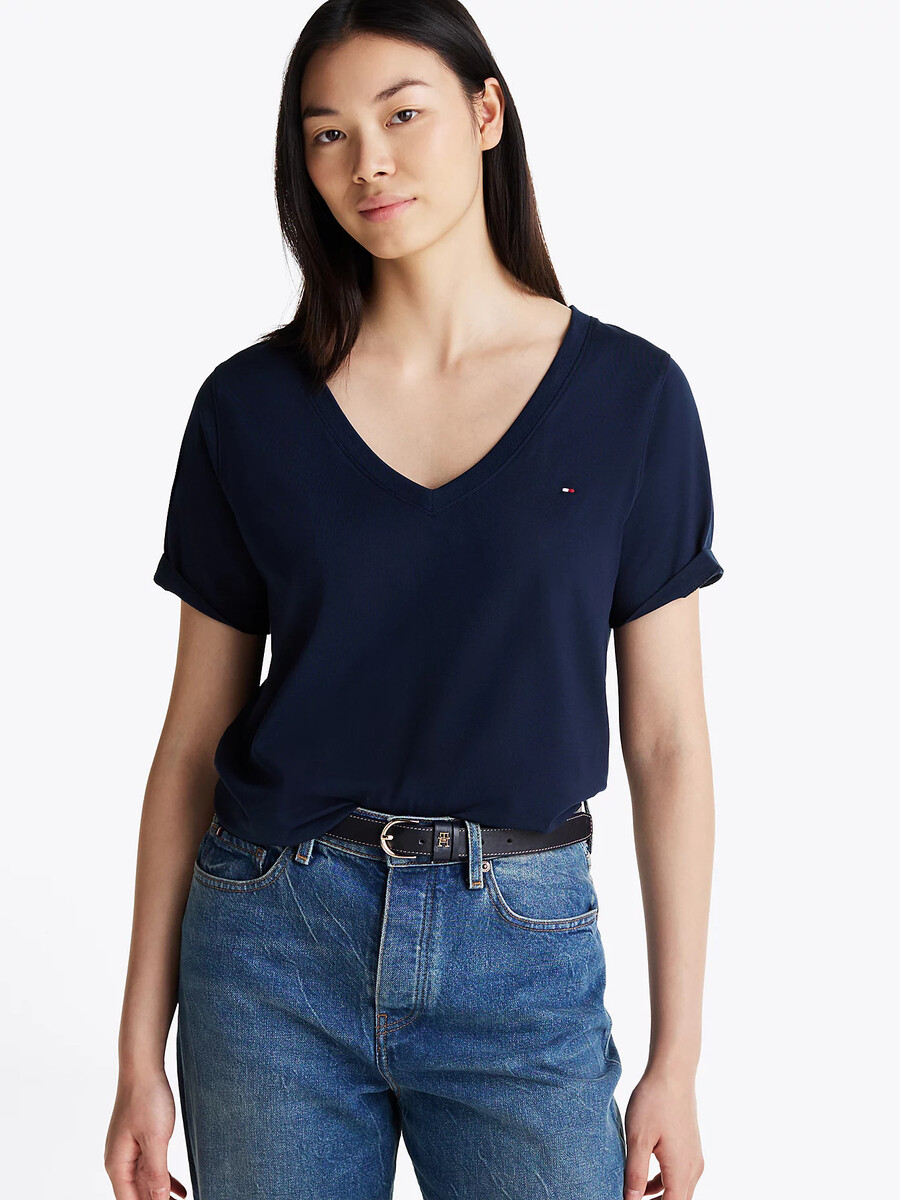 Tommy Hilfiger dámské tmavě modré tričko WW0WW44177 XXL