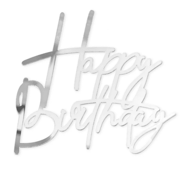 Zápich Happy Birthday stříbrný 12,5x12cm - Party Pal