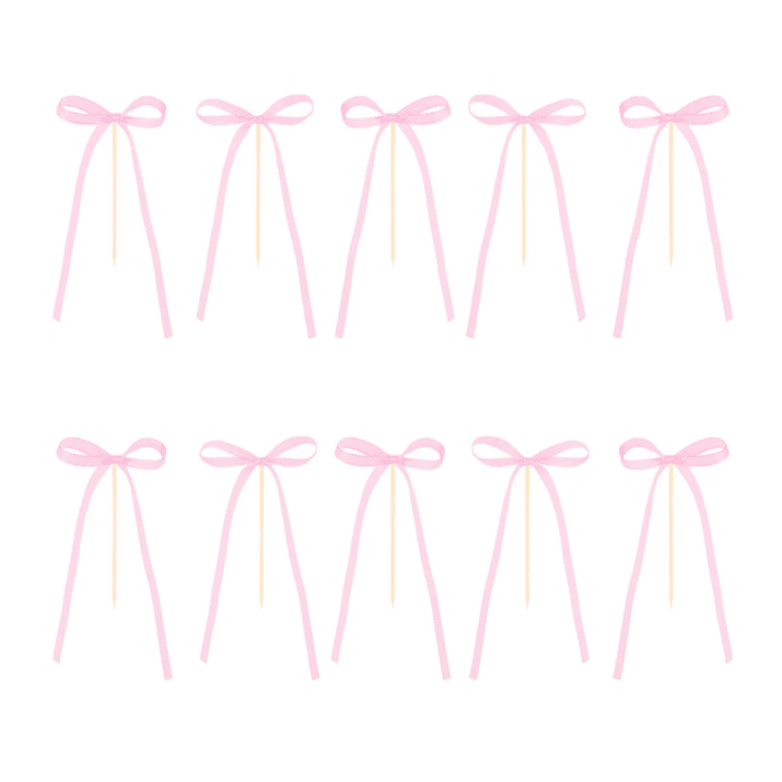 Zápich mašličky růžové 10ks - Party Pal